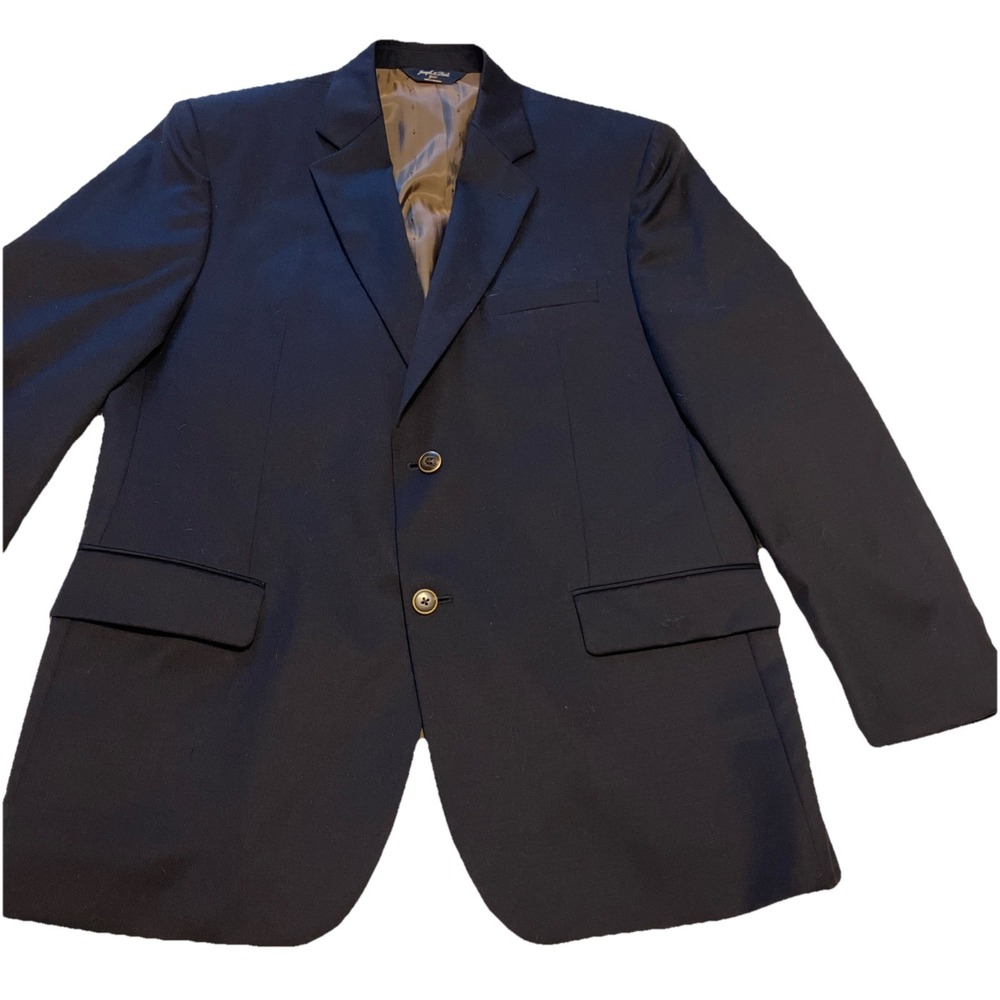 Joseph & Feiss 43R Navy Sport Coat Blazer Jacket Gold‎ Button Wool
